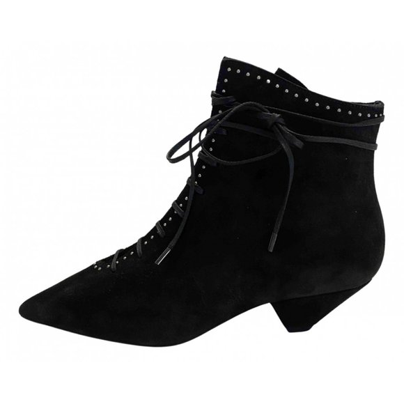 Saint Laurent Blaze  Studded And Laced Ankle Boots - Picture 6 of 11